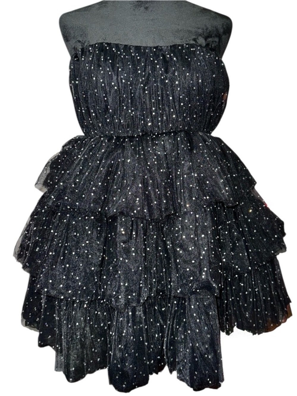 Fashion Nova Luxe Isabel Tulle Rhinestone Sparkle Mini Dress, Size Large